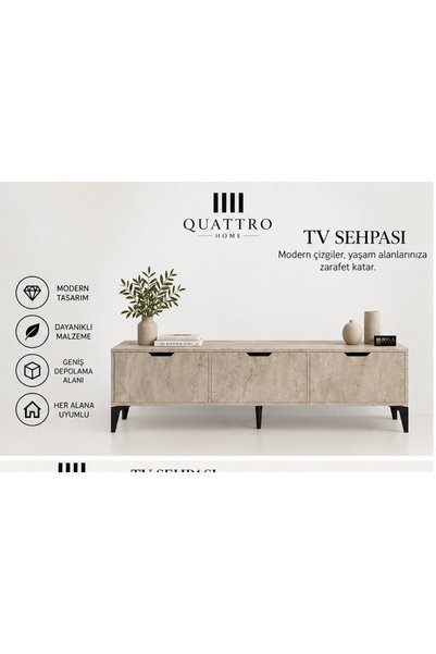 QUATTRO HOME Ekru TV Sehpası 160x35 cm