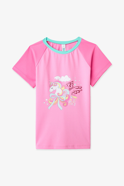 Penti Kız Çocuk Açık Pembe Dream Unicorn Kısa Kollu Bikini Üstü