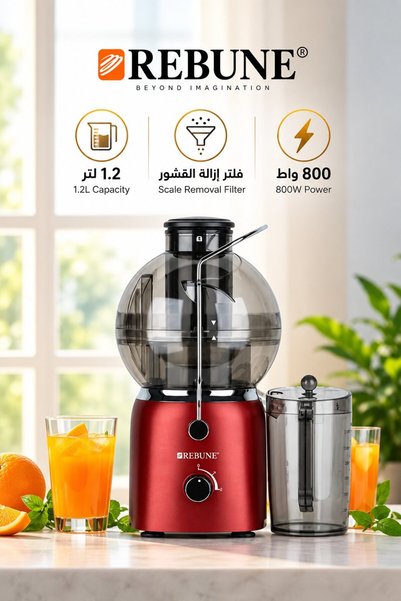 rebune عصارة فواكه بمستويان سرعة 800 واط ، سعة 1.2 لتر