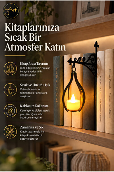3Art Metal Dekorasyon Tic.Ltd.Şti Fener Tasarımlı Kitaplık Süsü – Fener Figür...