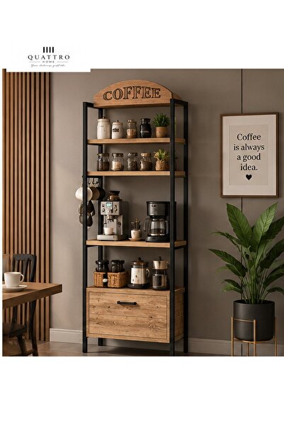 QUATTRO HOME Metal Kahve Köşesi ve Mutfak Düzenleyici Stand 196 cm