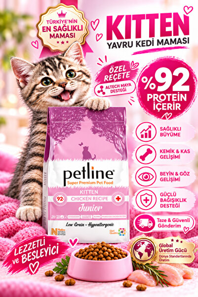 Petline Kondroitin Ve Taurin Destekli Tavuklu Yavru Kedi Maması 3kg ( 2 X 1,5...