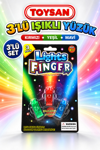 Toysan Işıklı Yüzük 3'lü Set Parmağa Takılan Işıklı Yüzük