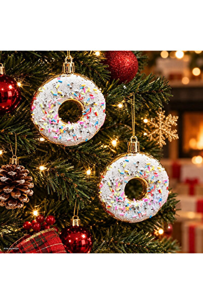 Yenigeldi Donut yılbaşı Süsü Seti Yılbaşı Ağacı Tatlı Süsleri Yılbaşı Dekorat...
