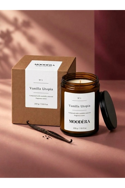MOODÈRA Vanilla Utopia Kokulu Mum, %10 Koku Esansı, Soya ve Parafin Mum Karış...