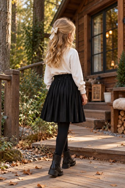 HÇ Hülya Çelik KİDSWEAR 2018 Kız Çocuk Suni Deri Etek
