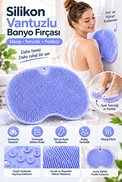 MUJGAN Vantuzlu Banyo Fırçası Ve Masaj Pedi Mavi