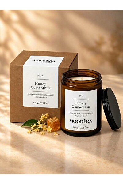 MOODÈRA Osmanthus Kokulu Mum, %10 Koku Esansı, Soya ve Parafin Mum Karışımı K...