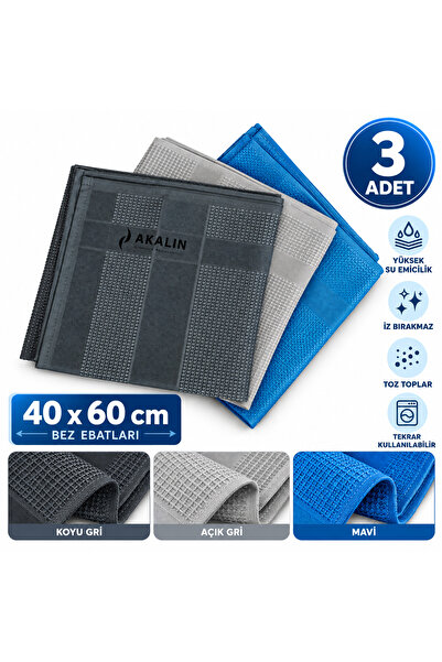 Akalın Professional Cleaning Products Orijinal 3'lü Profesyonel Mikrofiber Te...