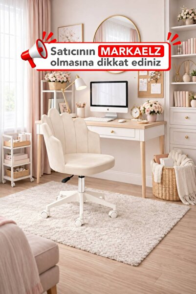 markaelz Işıltı Beyaz Ayaklı Çalışma Sandalyesi