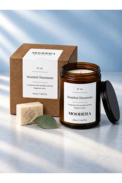 MOODÈRA Istanbul Hammam Kokulu Mum, %10 Koku Esansı, Soya ve Parafin Mum Karı...