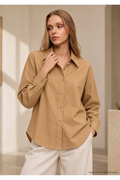 Serpirella Butik Γυναικείο πουκάμισο ποπλίνα oversize