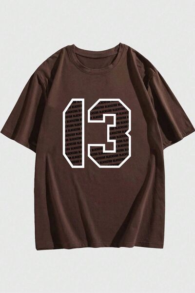 uyguntarz Men's Number 13 Printed Oversized T-shirt