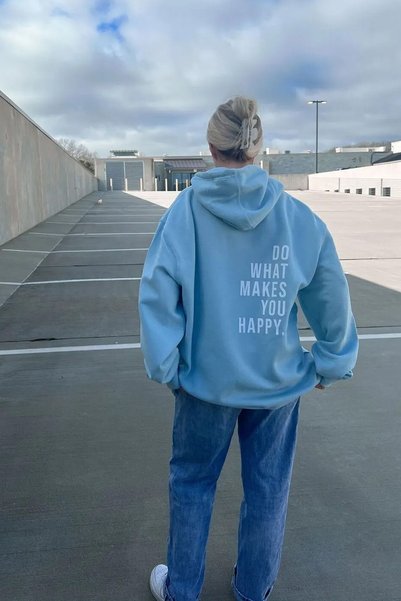 uyguntarz Unisex Do What Makes Happy You Baskılı Oversize Hoodie Sweatshirt