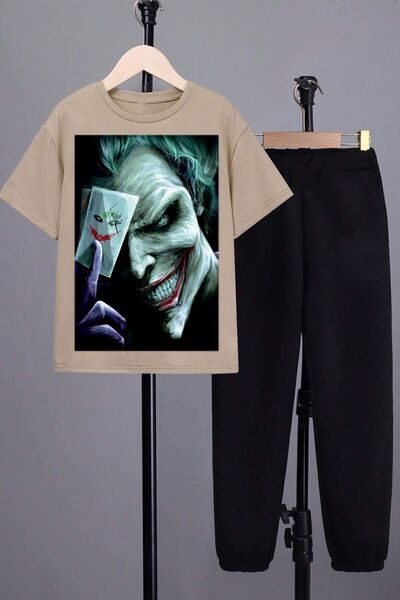 uyguntarz Children's Joker Printed Top and Bottom Tracksuit Set