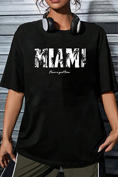 uyguntarz Unisex Miami Printed Oversize T-shirt