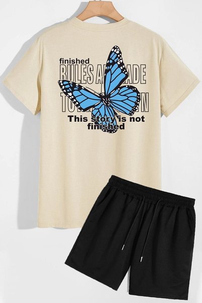 trendypassion Back Printed Shorts T-shirt Tracksuit Set
