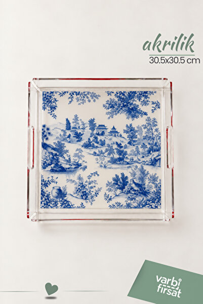 Varbifırsat 30,5 x 30,5 cm 4 mm Şeffaf Akrilik Manzara Desenli Dekoratif Sunu...