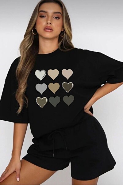 uyguntarz Heart Print Shorts Set