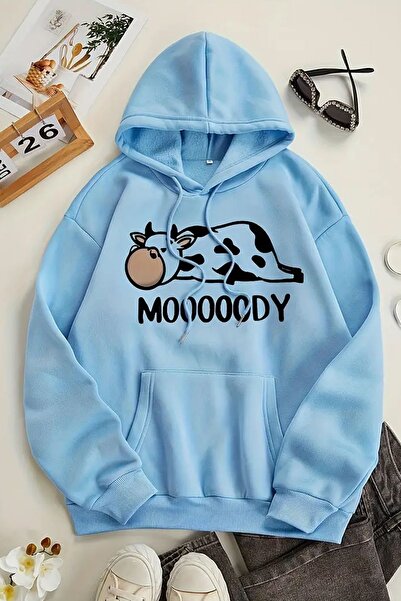 uyguntarz Hanorac oversize unisex cu imprimeu Mooooody