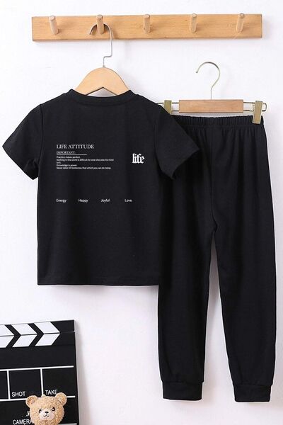 uyguntarz Unisex Kids Life Bottom Top Tracksuit Set
