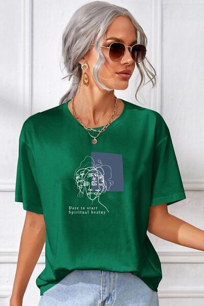 uyguntarz Unisex Minimal Line Drawing Printed T-shirt