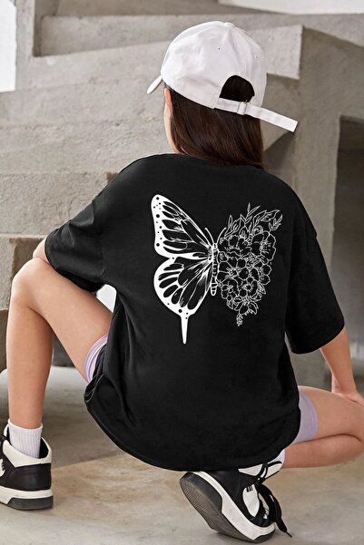 uyguntarz Kids Flower Butterfly Printed Cotton T-shirt
