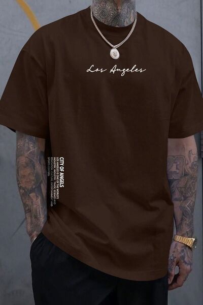 uyguntarz Men's Los Angles Printed Oversize T-shirt