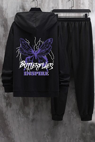 uyguntarz Unisex Butterfly & Letter Graphic Printed Tracksuit Set