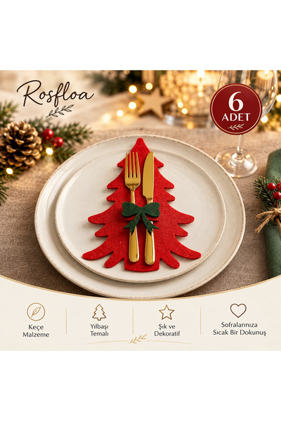 rosfloa rf 6 Pieces Decorative Pine Tree Felt Napkin Holder & Cutlery Holder ...
