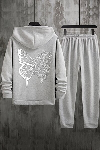 uyguntarz Unisex Drawing Butterflies Sırt Baskılı Eşofman Takımı
