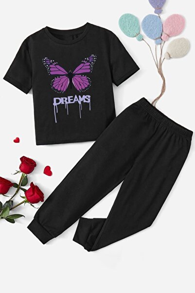 uyguntarz Children's Dream Butterfly Bottom - Top Tracksuit Set