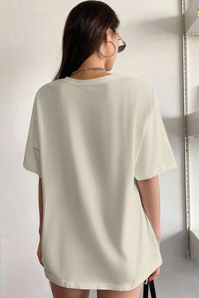 uyguntarz Kadın Bej The 1997 Baskılı Oversize T-shirt
