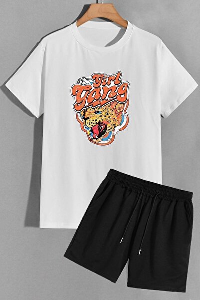 trendypassion طقم بدلة رياضية تي شيرت شورت Girlgang