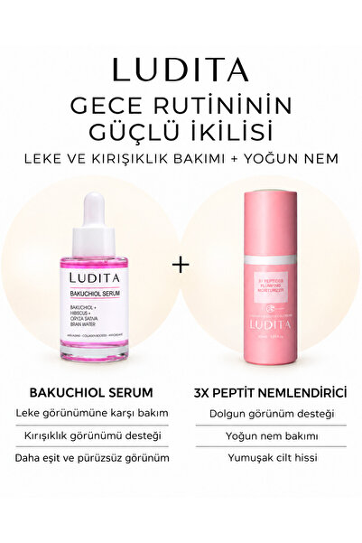 LUDITA Leke ve Kırışıklık Görünümü Karşıtı Yüz Serumu – Bakuchiol, %3 Niasinamid ve Hyalüronik Asit İçeren