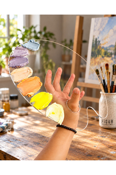 Figür Reklam Ajansı şeffaf palet akrilik palet güzel sanatlar yağlıboya palet...