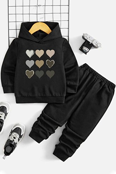 uyguntarz Children's Heart Printed Tracksuit Set