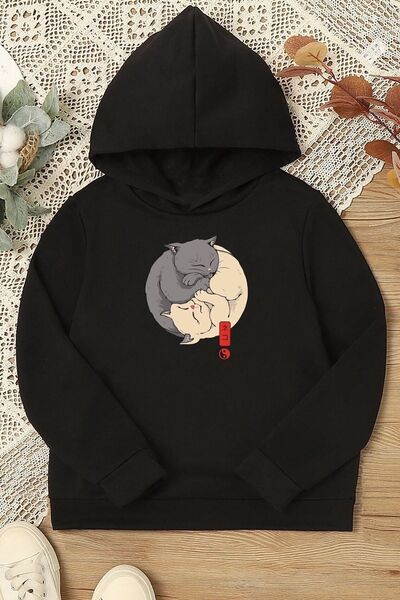 uyguntarz Children's Yin Yang Cats Printed Sweatshirt
