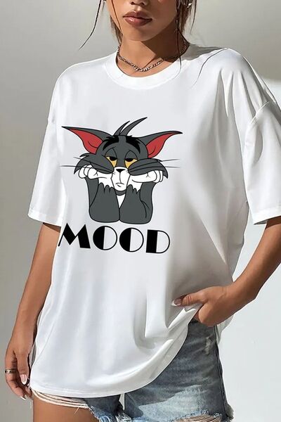 uyguntarz Unisex Mood Baskılı Oversize Tshirt