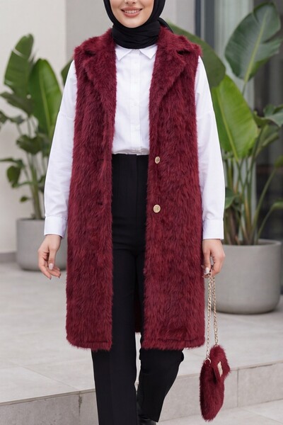 Modamorfo çanta Aksesuarlı Maxmara Kumaş Araboy Yelek -bordo