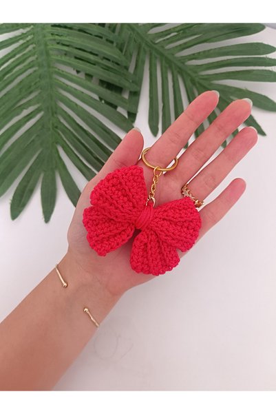 VERONICA ART Knitted Bow Keychain, Bag Charm, Bag Accessory Ornament