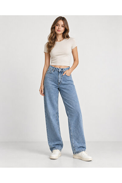 Focus Light Women's Baggy Jeans Loose Fit 5 Pockets Cotton Denim