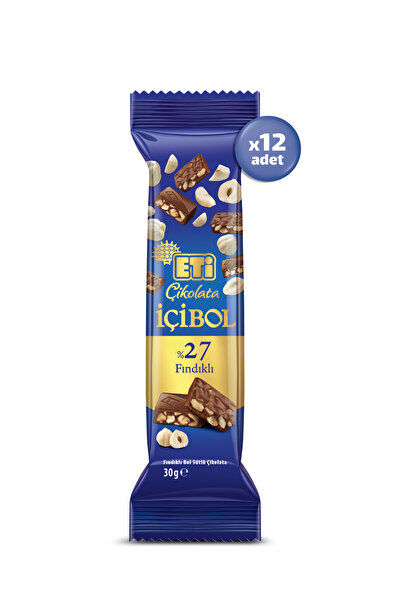 Eti İçibol %27 Fındıklı Bol Sütlü Çikolata 30 g x 12 Adet