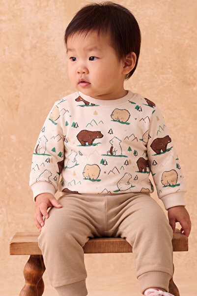 Rocha Baby Rocha Bebek Dağ ve Ayıcık Desenli 2'li Takım - Pamuklu Sweatshirt ...