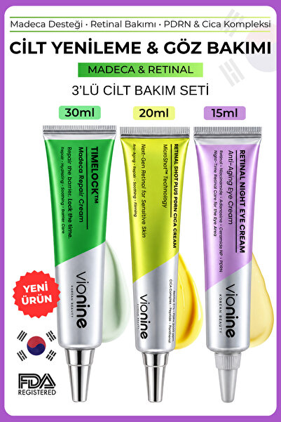 Vio nine Vionine 3’lü Retinal Cilt Bakım Seti - Yüz Kremi + Göz Kremi + Madec...