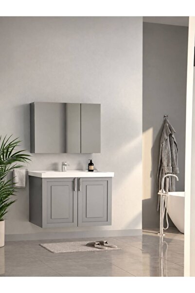 Wons Bathroom Londra 80 cm Kül Gri Banyo Dolabı