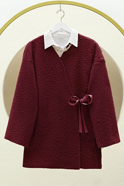Modamorfo Yandan Bağlamalı Buklet Kimono -bordo