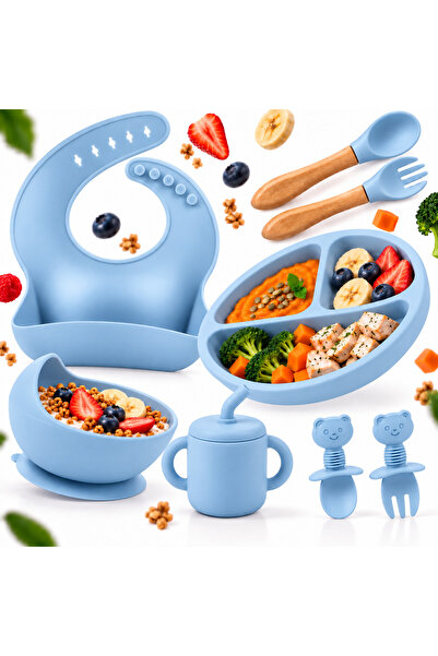 ZUKO Set Diversificare Bebelusi ZUKO, 10 Piese, Hranire Copii, Silicon BPA Fr...
