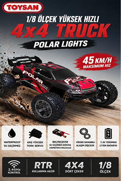 Toysan 1:8 ÖLÇEK 4x4 UZAKTAN KUMANDALI 45KM HIZ YAPAN ARABA