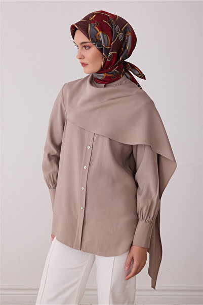 Belli Kırmızı Geometrik Desen %100 Twill İpek Eşarp 4400-31